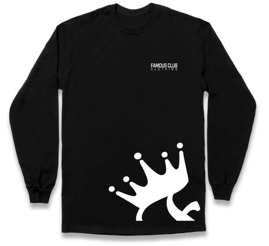 Crown Long Sleeves Black Shirt - Streetwear - Famous Club Clothing