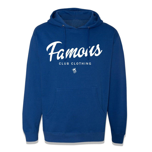 FAMOUS SCRIPT HOODIE (BLK/RYL) - Famous Club Clothing