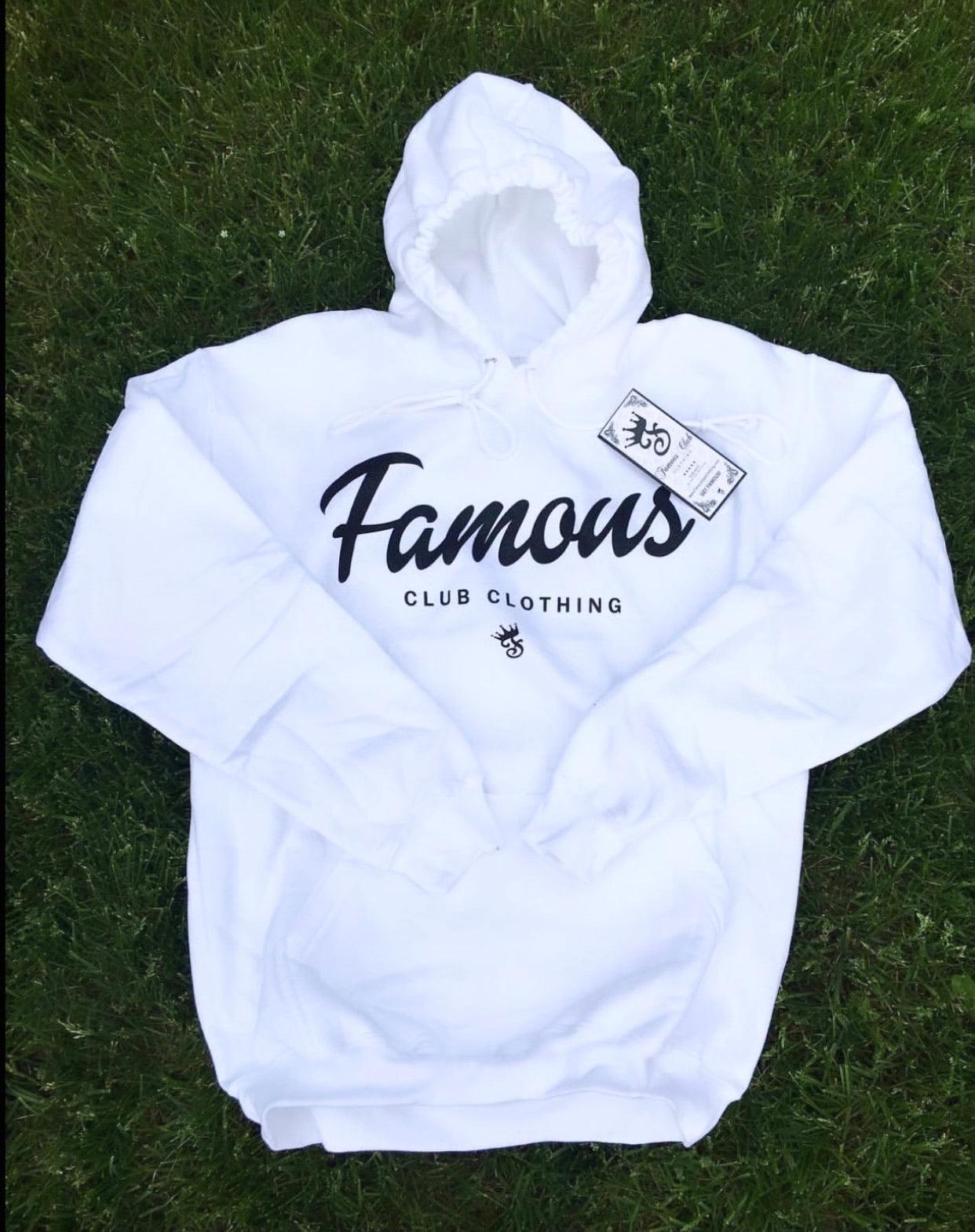 FAMOUS SCRIPT HOODIE (WHITE) - Famous Club Clothing