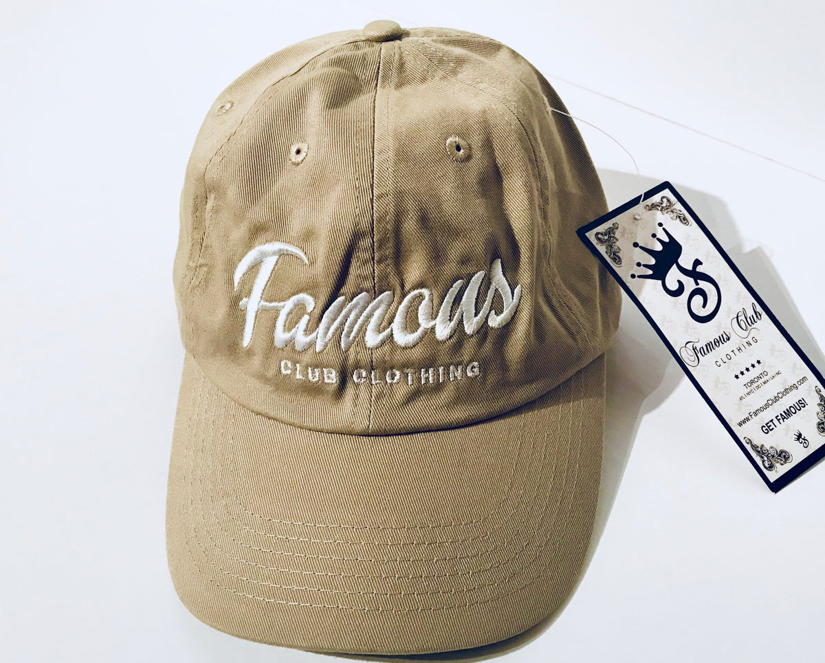 FAMOUS SCRIPT HAT (KHAKI) – Famous Club Clothing