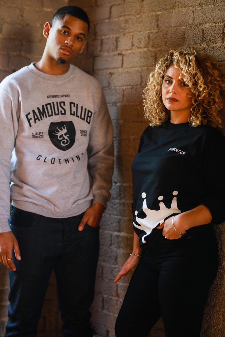 Crown Long Sleeves Black Shirt  - Streetwear - Famous Club Clothing