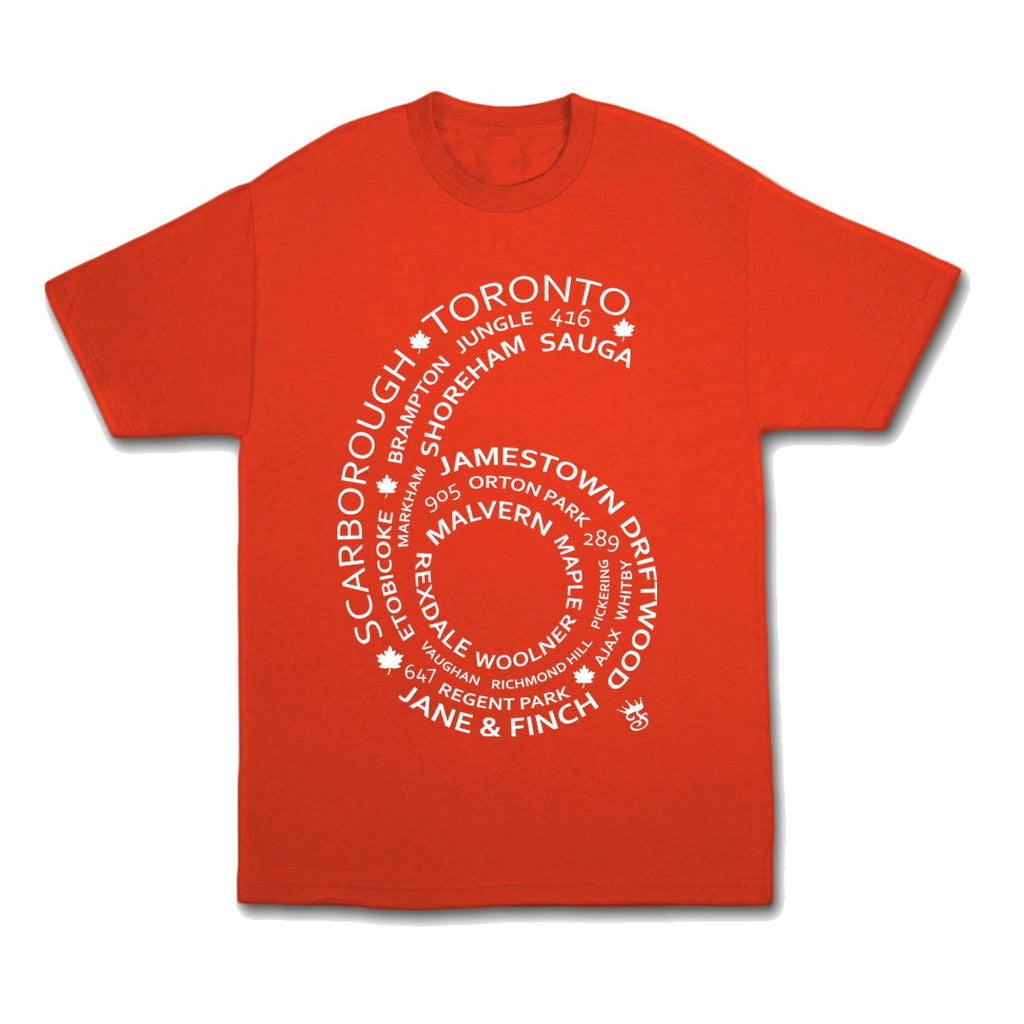6 Side T shirt Red streetwear - Famous Club Clothing - Famous Club Clothing