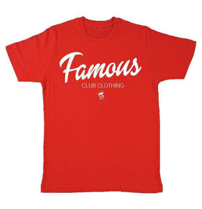 FAMOUS Script Tee Red - Famous Club Clothing
