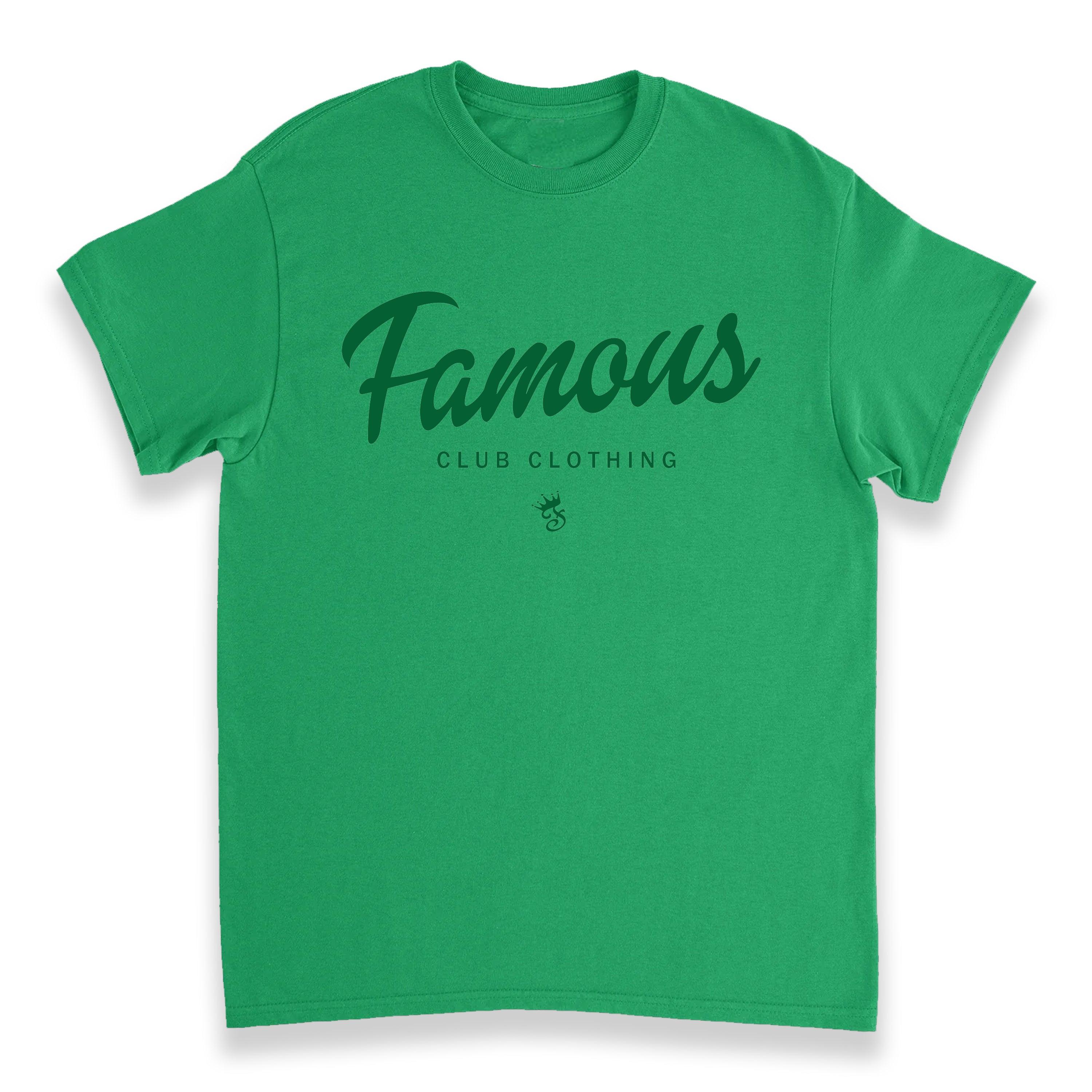 FAMOUS SCRIPT IRISH GREEN T-SHIRT - Famous Club Clothing