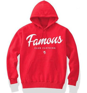 FAMOUS Script Red Hoodie - Famous Club Clothing